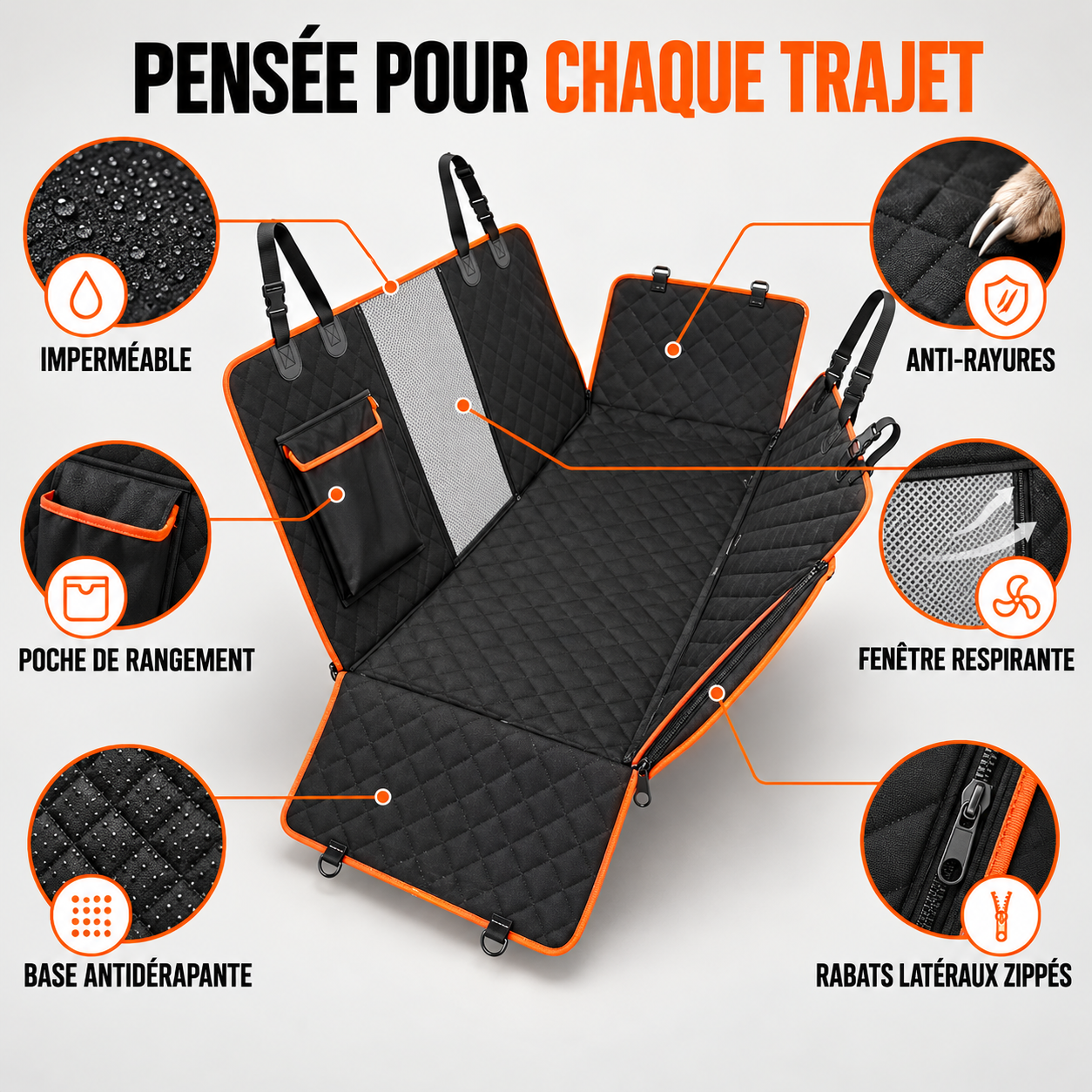 Housse de protection pour banquette arrière de voiture