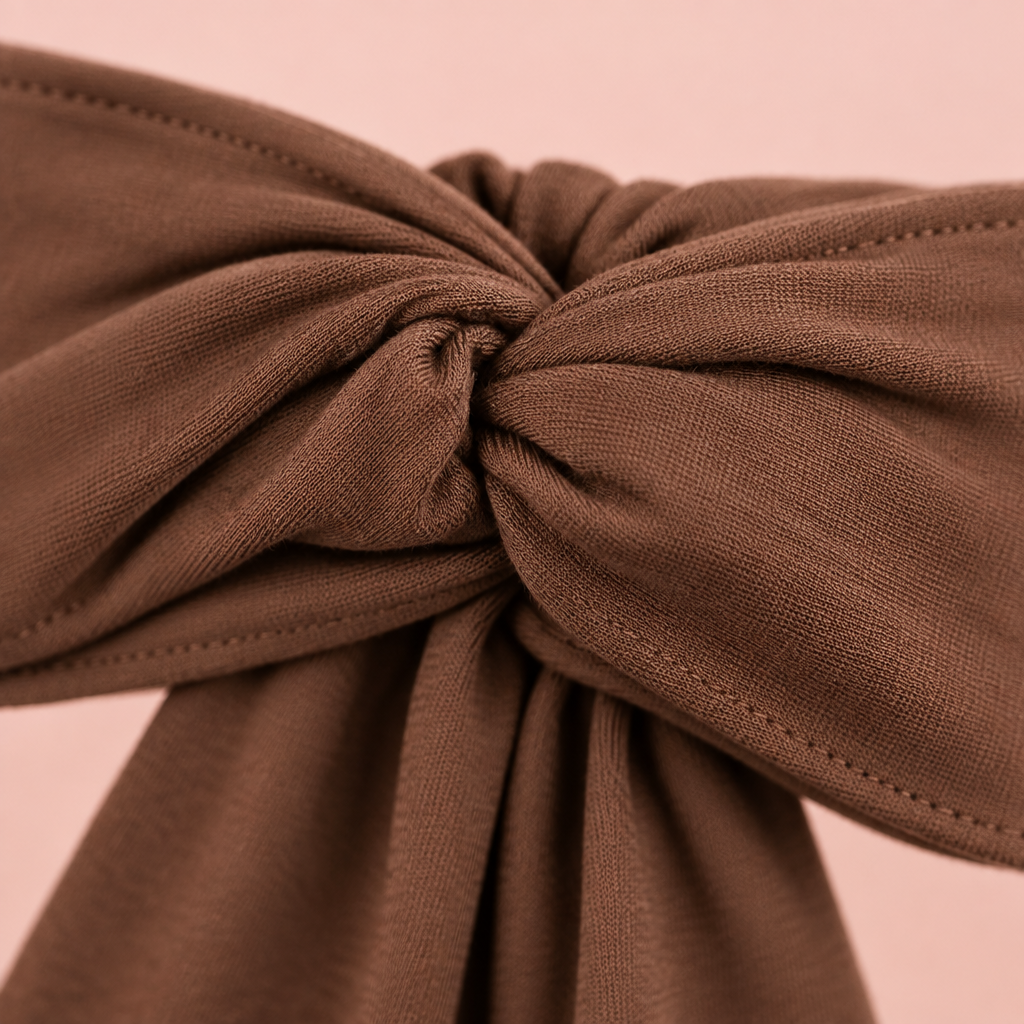 Woman wearing stylish knot headband