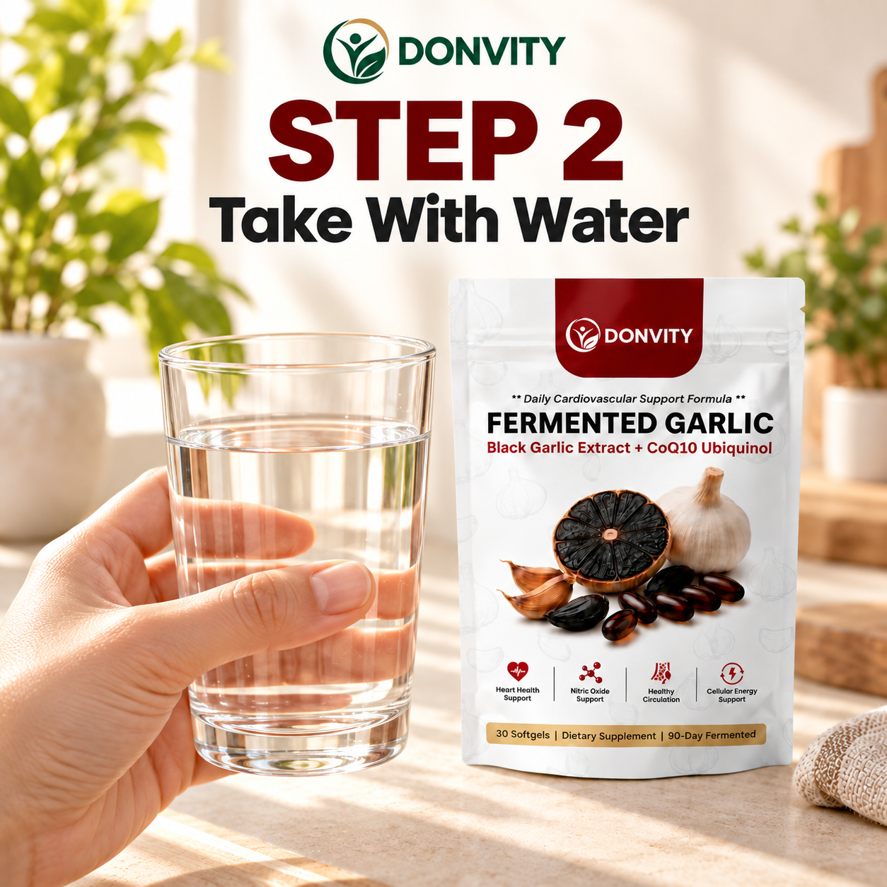 Mixing the health supplement into a glass of water