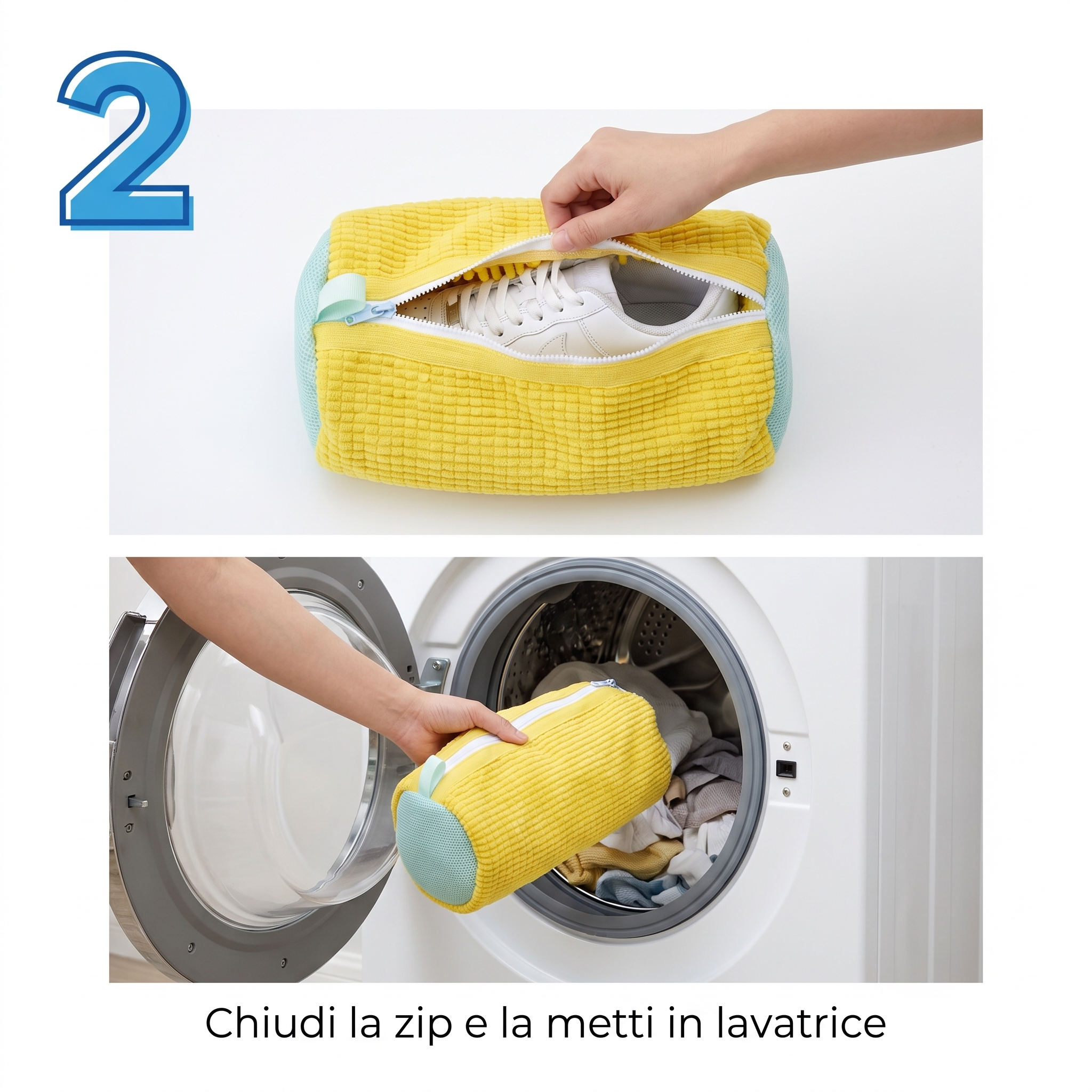 Chiusura sicura della zip blu per evitare aperture accidentali