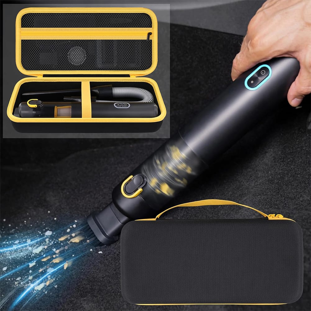 Compact carrying case stored neatly in car trunk