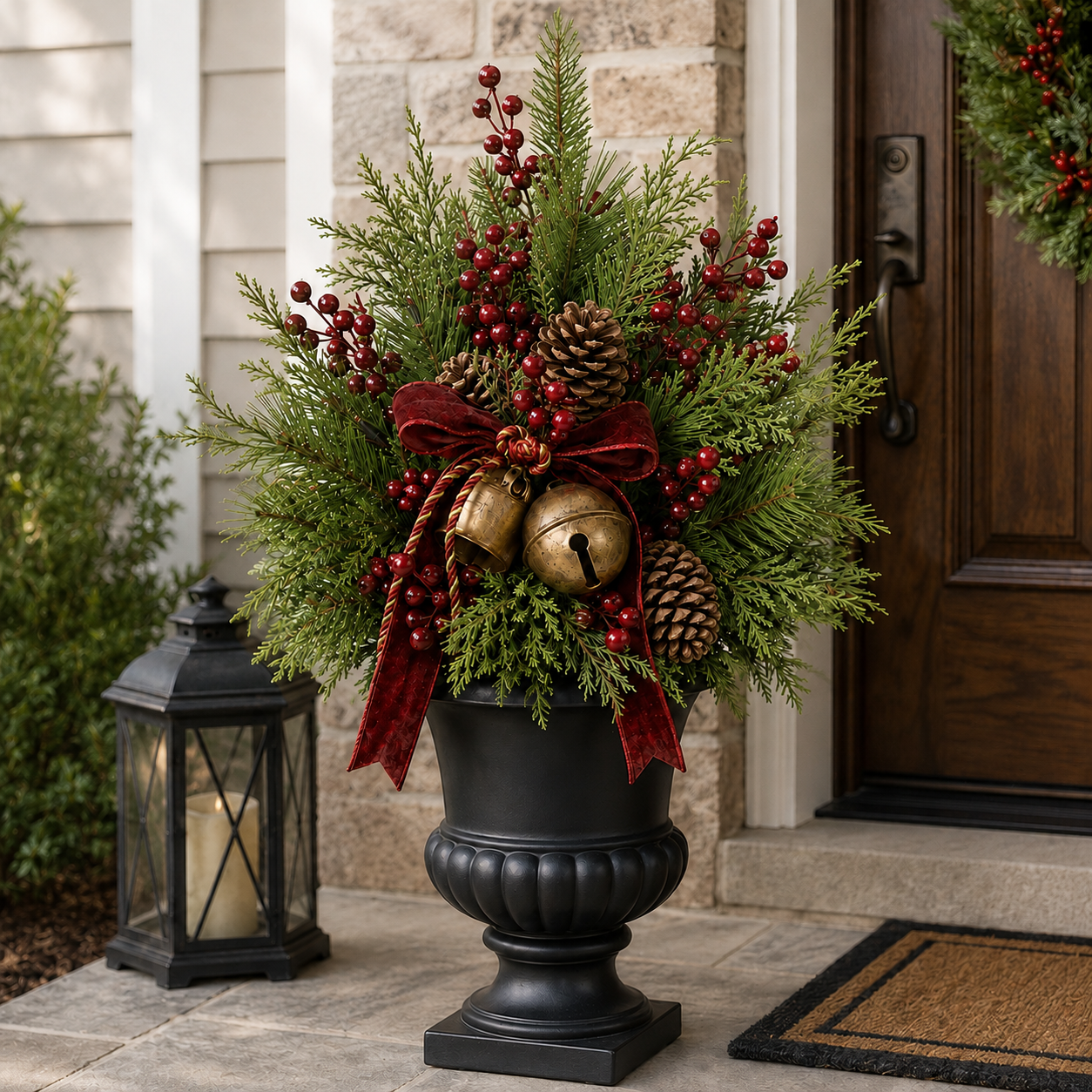 Lighted porch urn filler arrangement
