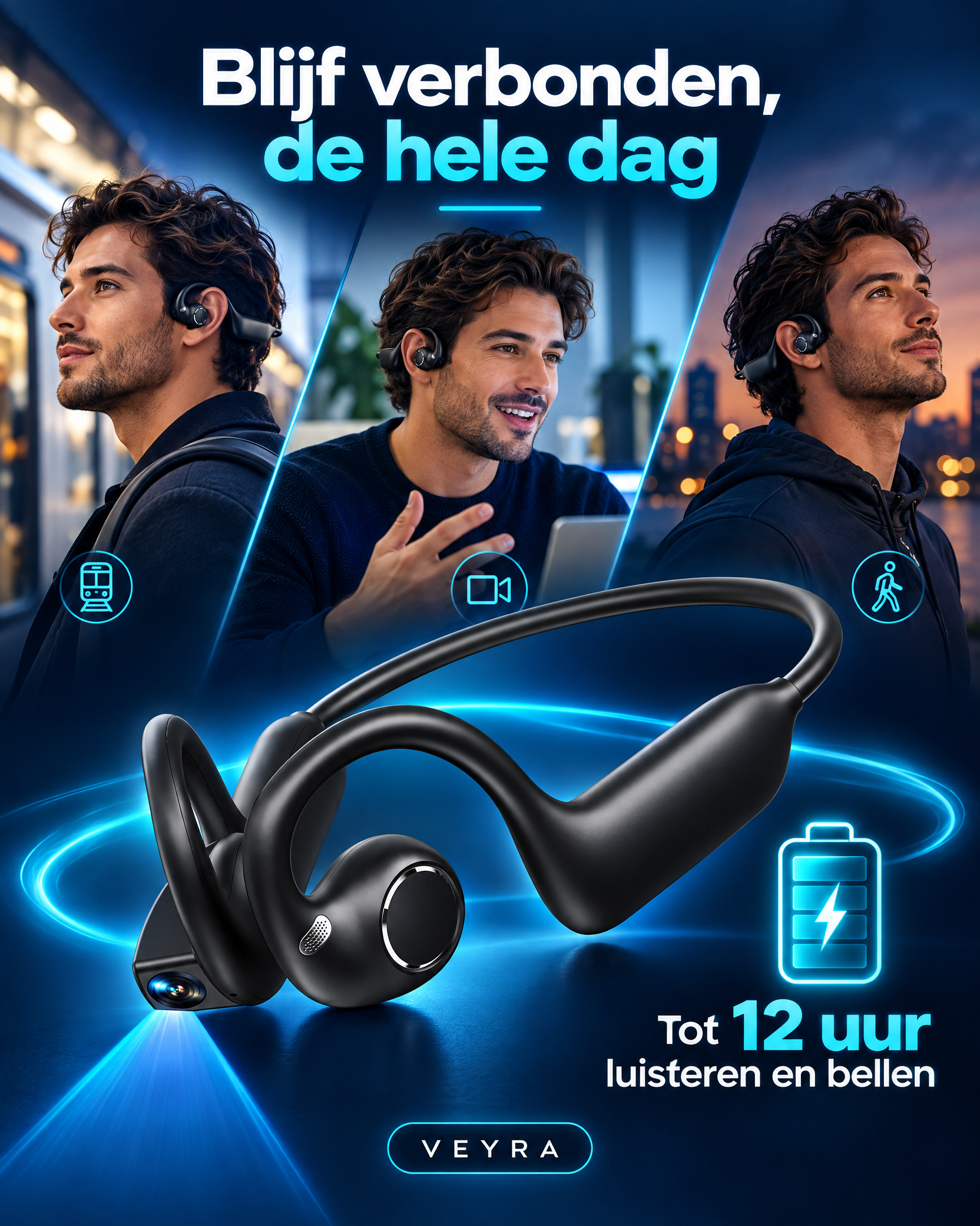 Schwarzes VEYRA E900 Headset mit markierter integrierter Kamera