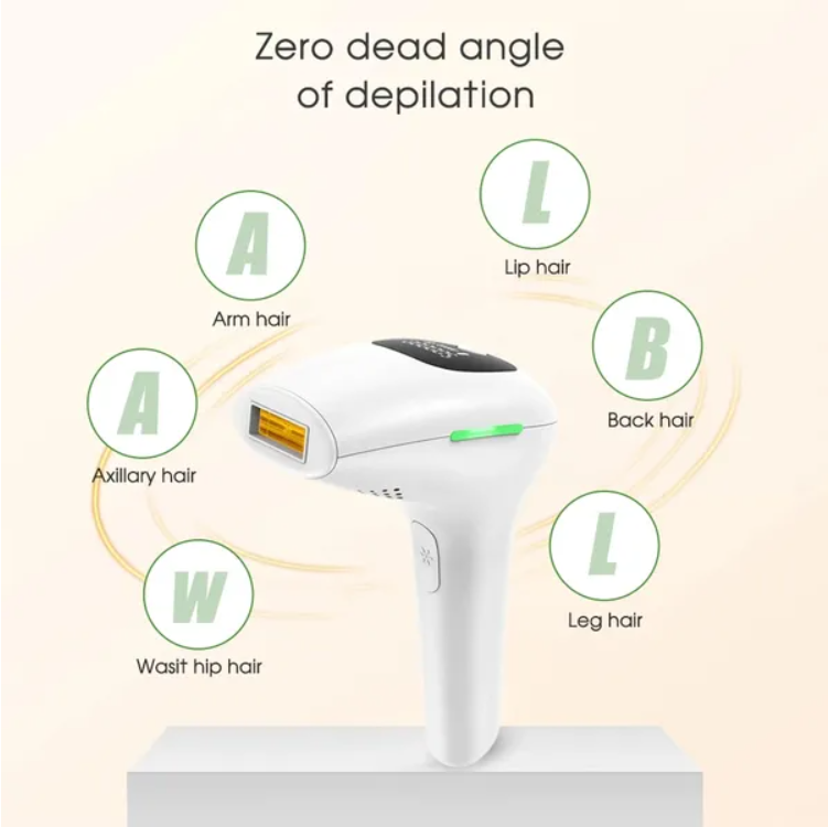 Woman using professional IPL hair removal device comfortably at home for smooth skin