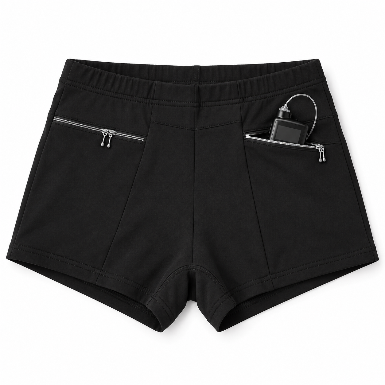 Woman wearing insulin pump shorts