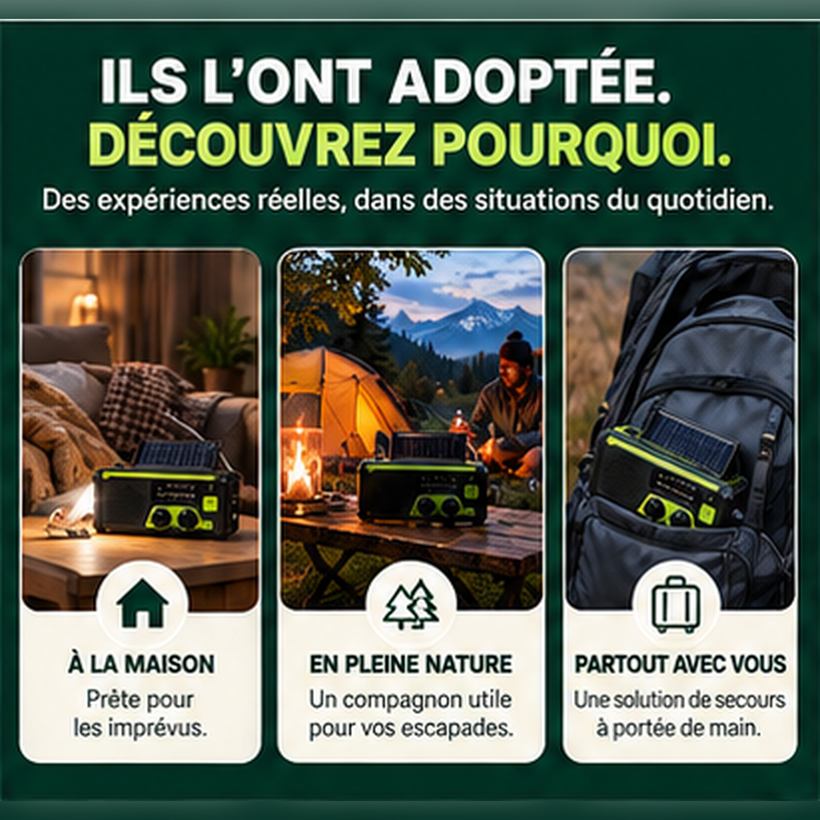 Radio de secours à manivelle avec écran et antenne