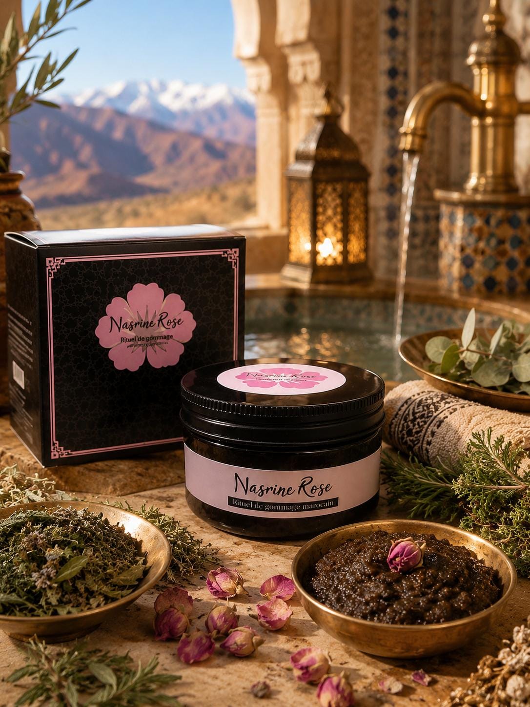 Gros plan sur la texture fine de la poudre exfoliante naturelle
