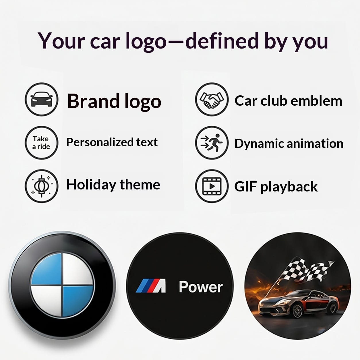 Customizable colorful LED car emblem display