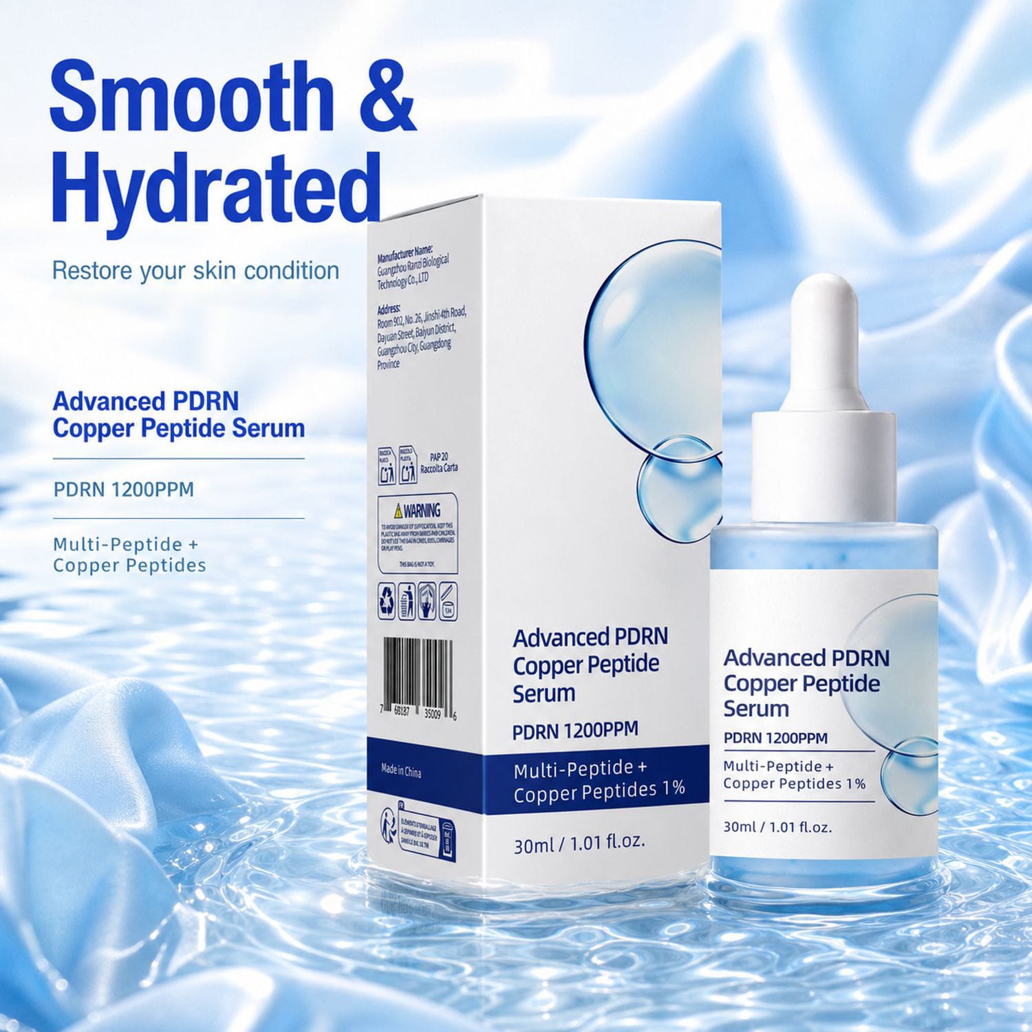 Model applying PDRN facial essence for radiant skin