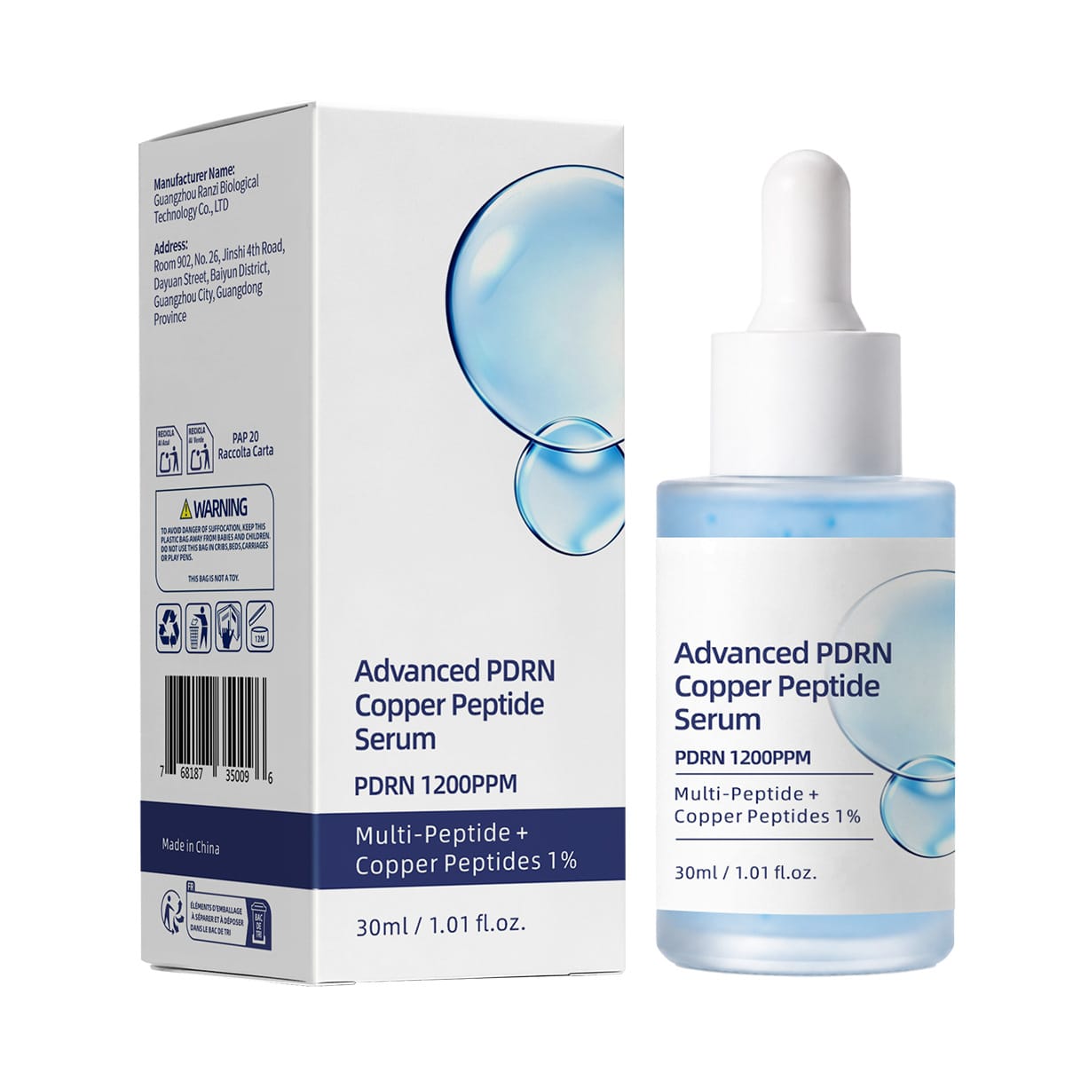 Premium facial essence bottle with PDRN and peptides