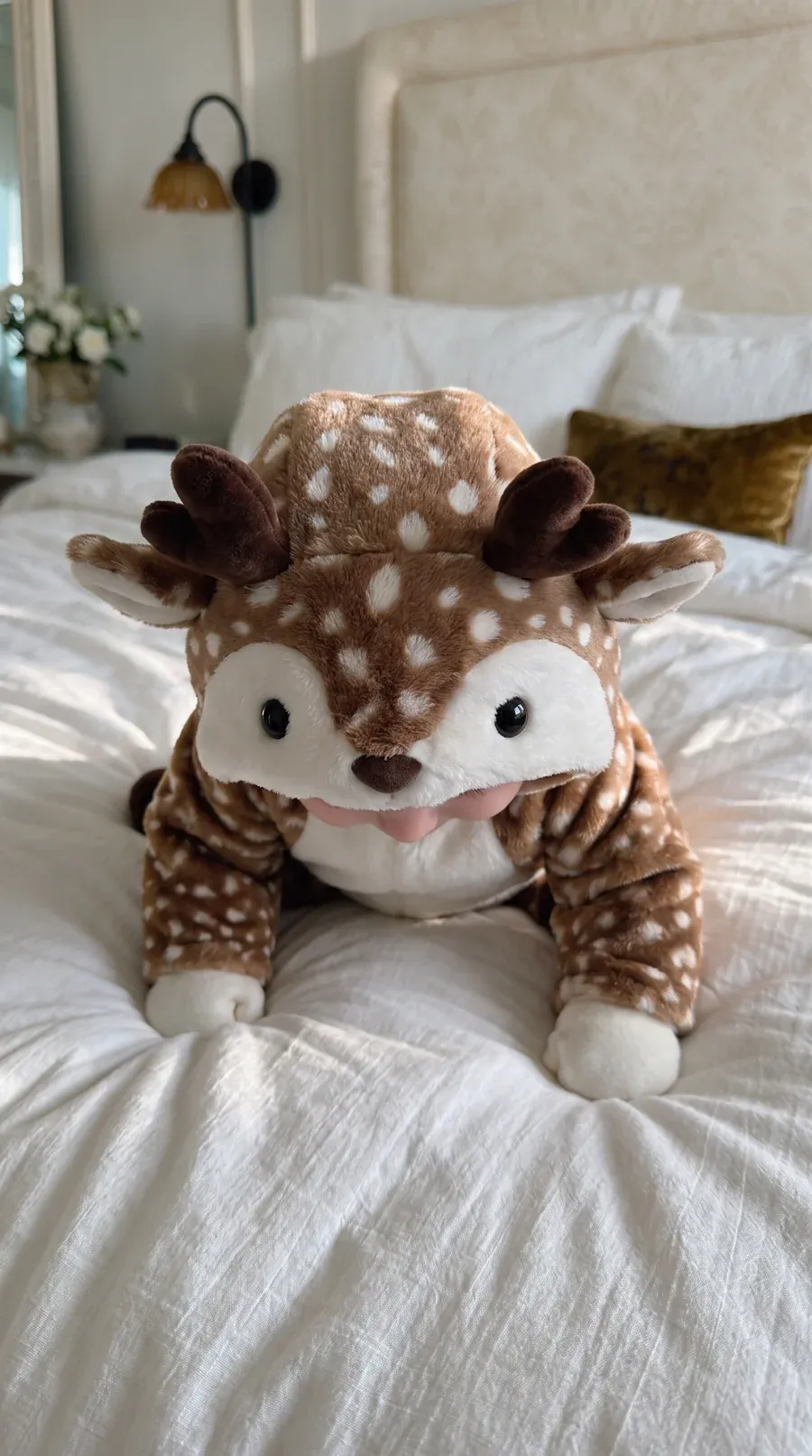 Toddler wearing deer costume