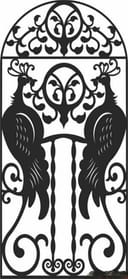 Peacock Pattern Decorative Door & Gate Panel — CNC Laser & Plasma DXF, SVG, AI, CDR Files