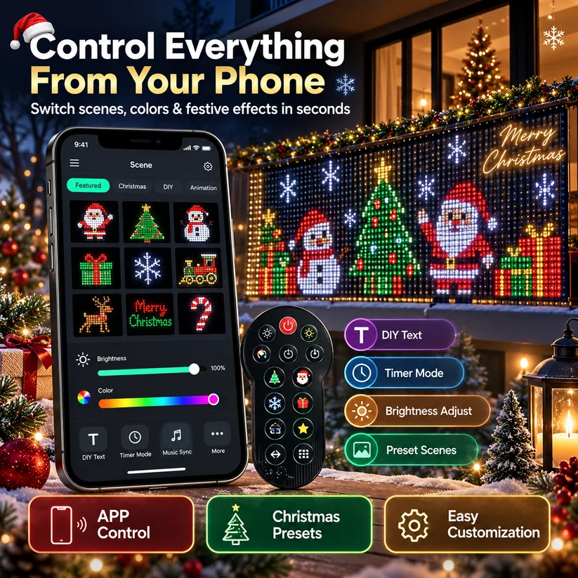 Smart RGB wall lights transforming a living room into a festive canvas