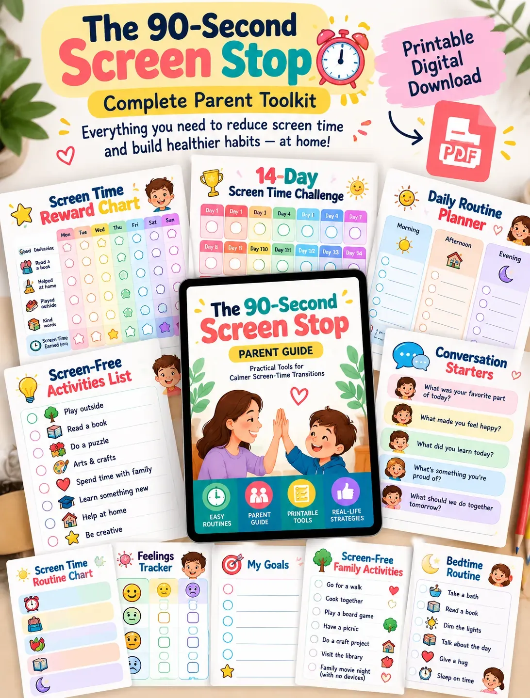 Simple screen time routine chart