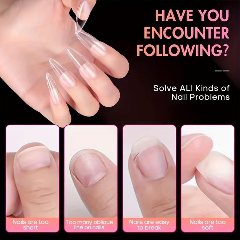 Premium transparent coffin nails set