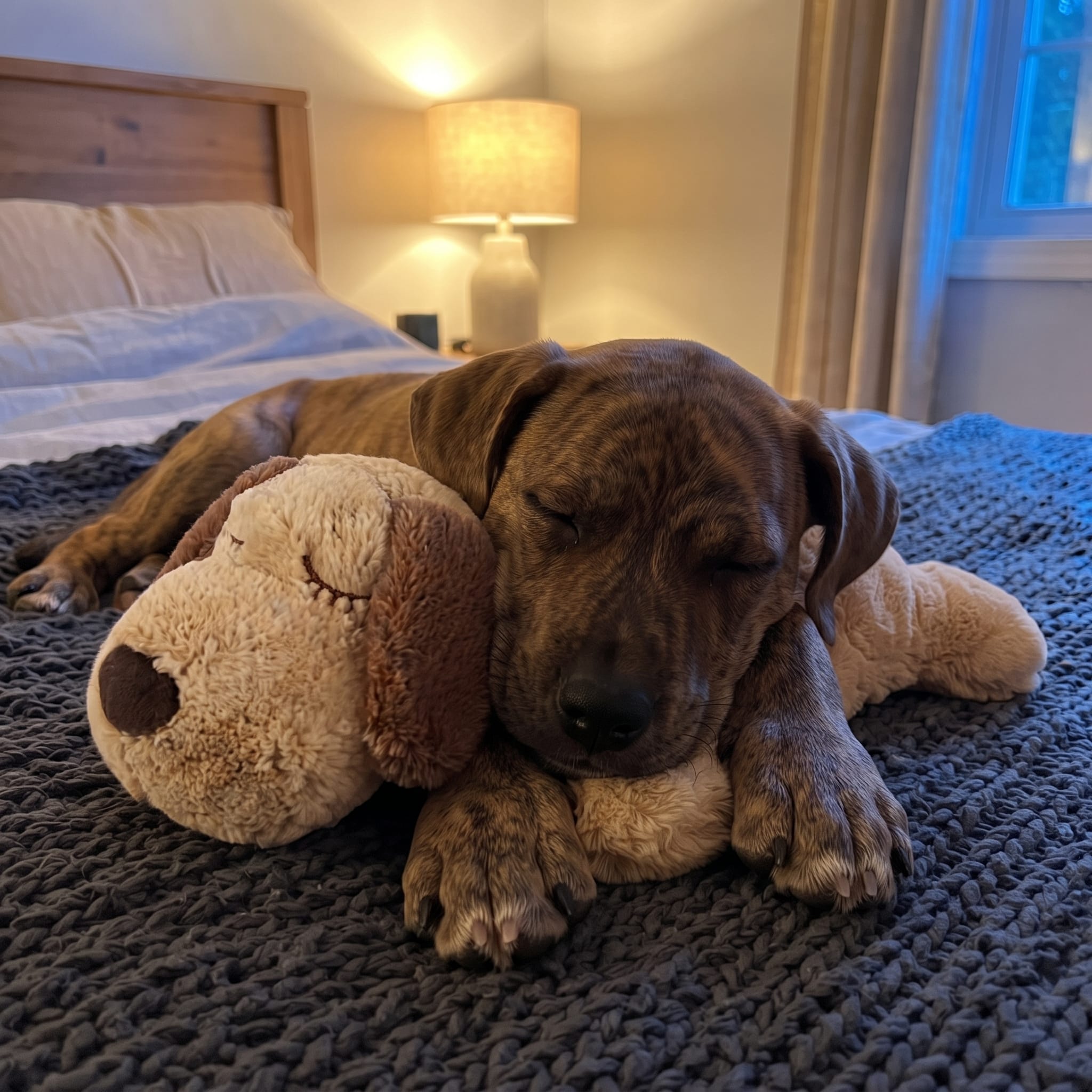 Dog sleeping peacefully next to CalmPup