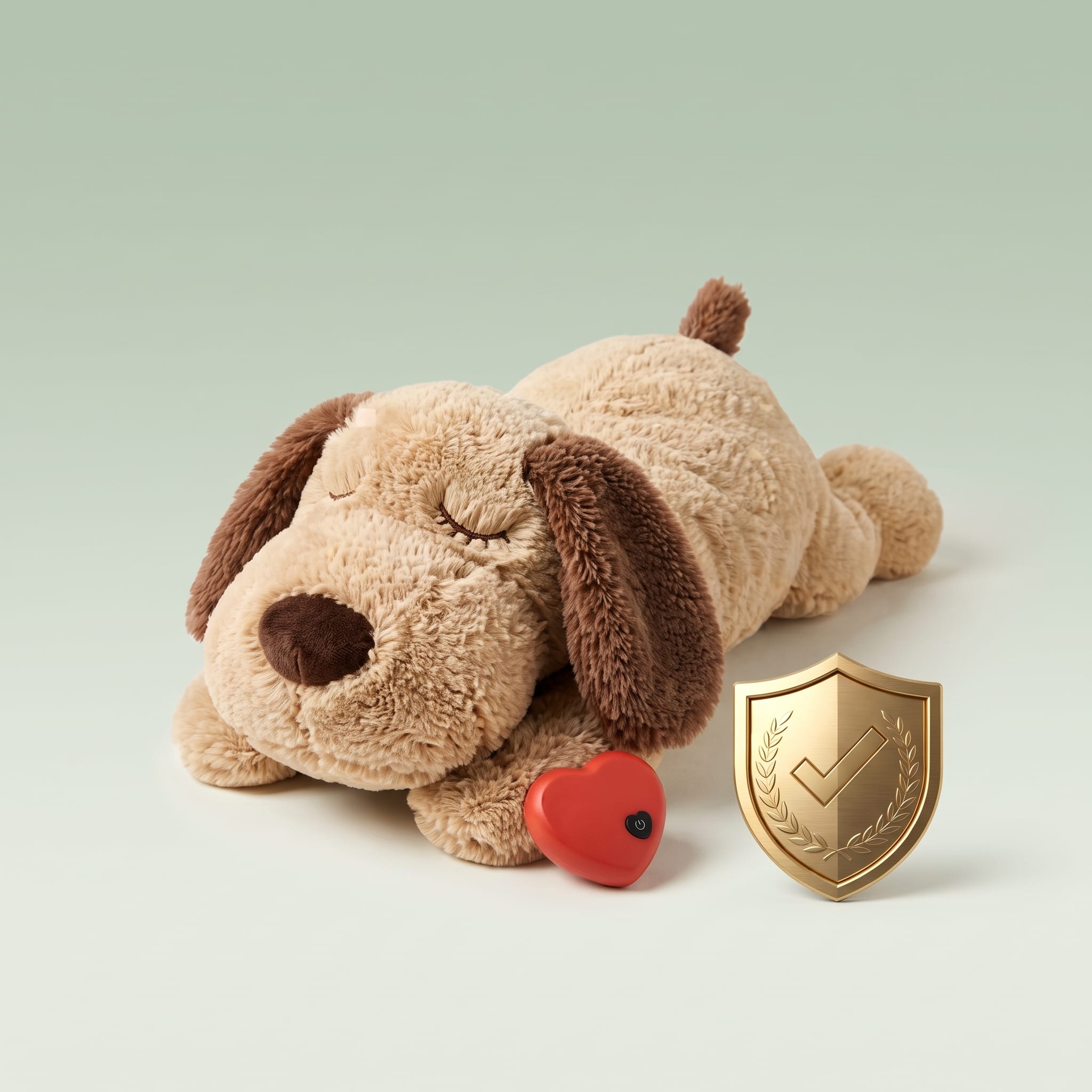 CalmPup Heartbeat Plush satisfaction guarantee badge