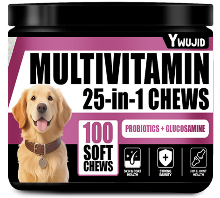 Happy dog eating a healthy nutritional treat