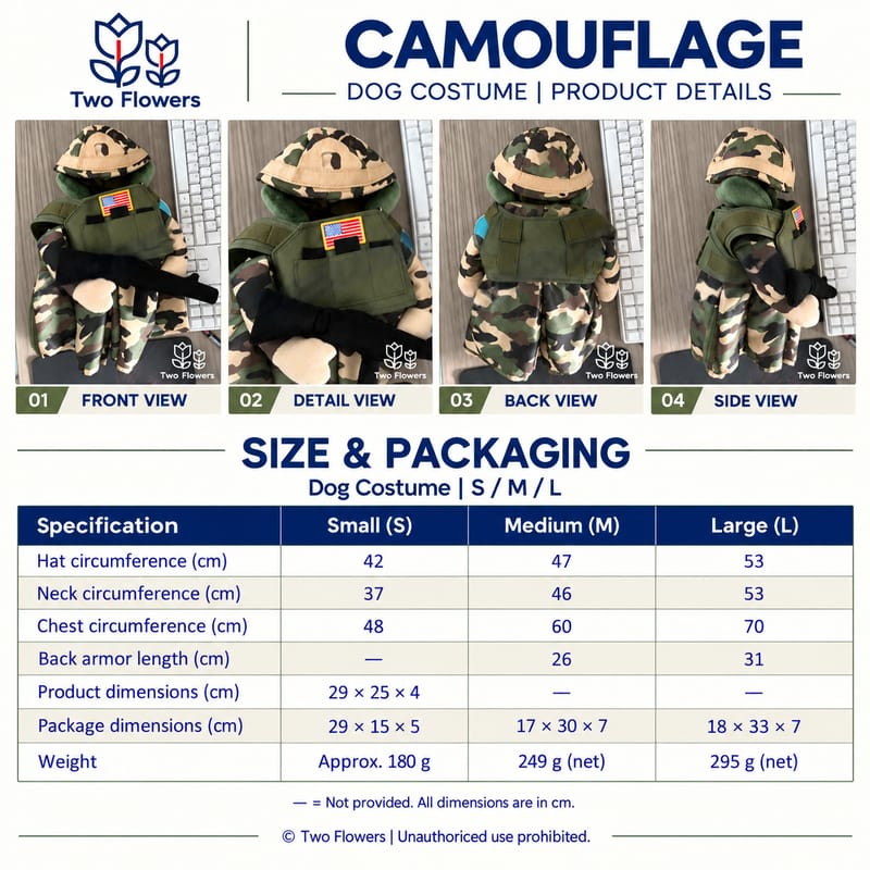 Camouflage soldier costume highlighting key features